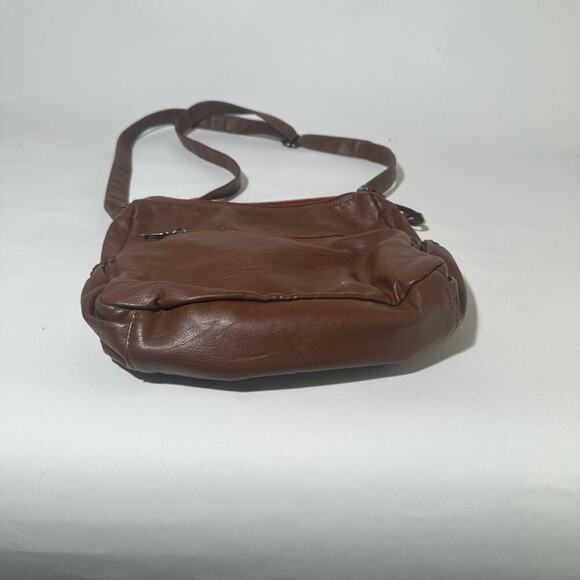 Volganik Rock Brown Leather Shoulder Bag with Slouchy Design - Picture 4 of 6